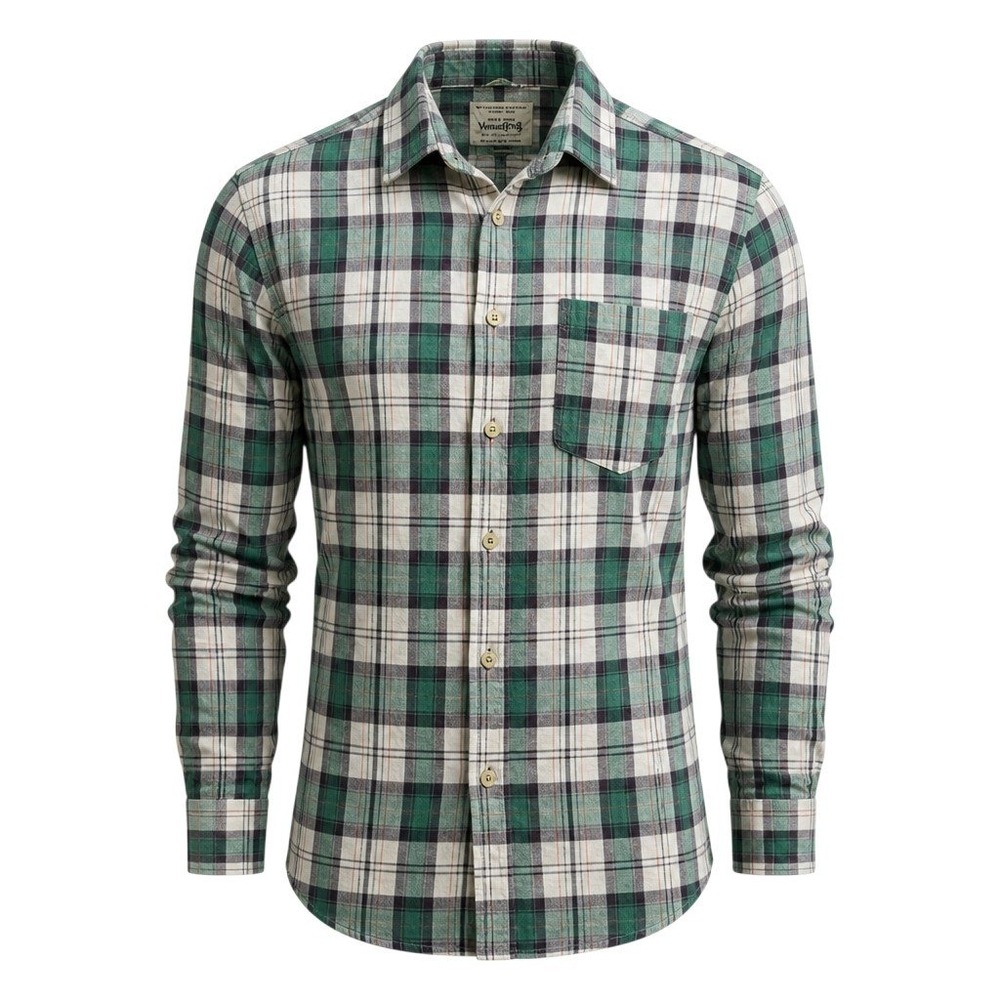 Jack & Jones Plaid Workwear Button Down Shirt Green White Rugged Casual M EUC